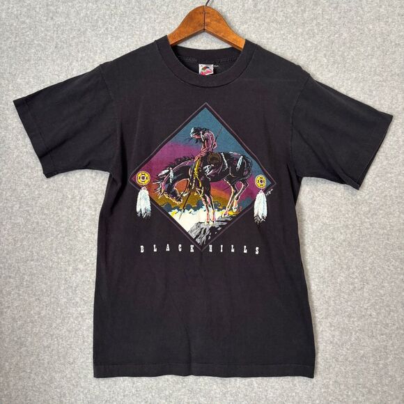Fruit of the Loom Other - Vintage 90s Black Native American Black Hills Tee Shirt Single Stitch Medium USA